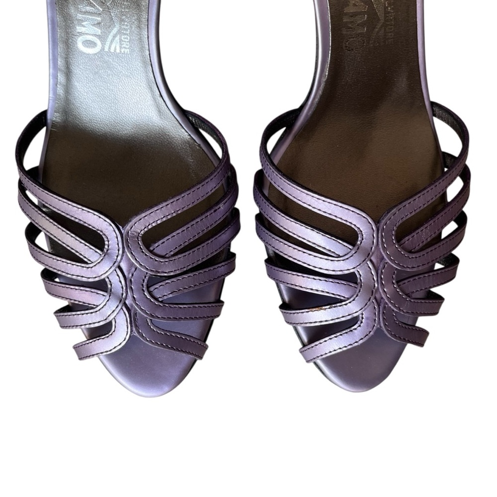 Vintage Y2K Ferragamo Purple Plum Strappy Mule Heels Kitten Heel Italy 8 - Picture 7 of 15